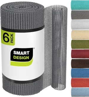 Smart Design Classic Grip Shelf Liner Bundle – 12in x 10ft (6 Rolls) – Non- Adhesive Drawer Liner with Strong Grip Helps Protect and Personalize Your Home Organization and Storage – Graphite Gray