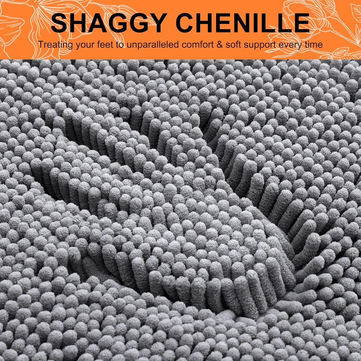 Smiry Bathroom Rugs Sets 2 Piece, Soft Absorbent Chenille Machine Washable Non Slip Shaggy Bath Rug Set for Tub, Shower, and Floor (30x20 24x16, Dark Grey)