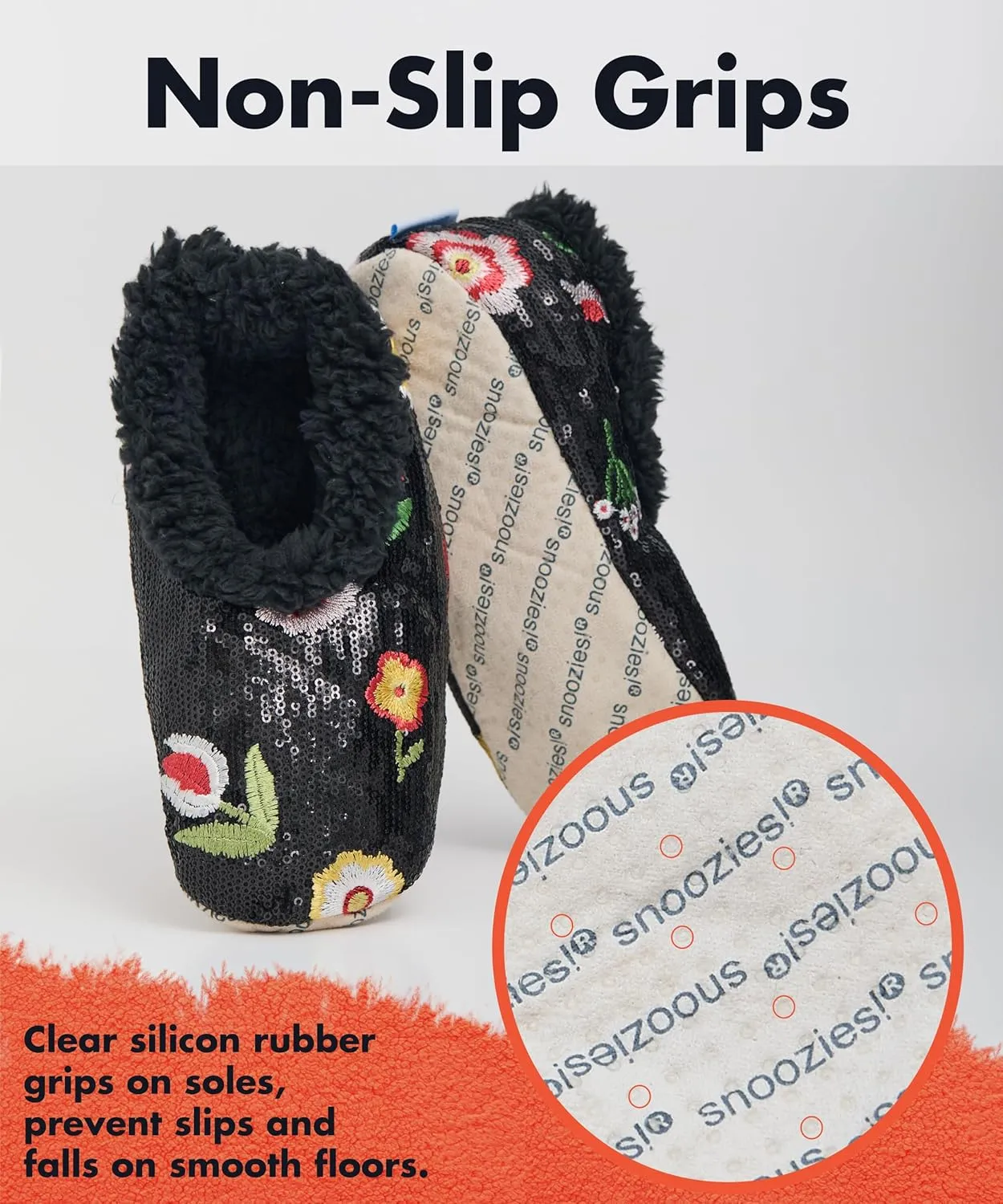 Snoozies Sequin Slippers for Women - Fancy Glitters, Comfy and Cozy Sparkly Non-Slip Womens Slippers Socks