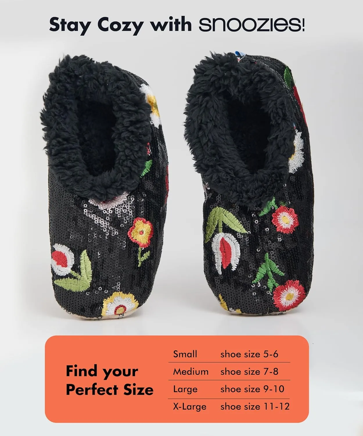 Snoozies Sequin Slippers for Women - Fancy Glitters, Comfy and Cozy Sparkly Non-Slip Womens Slippers Socks
