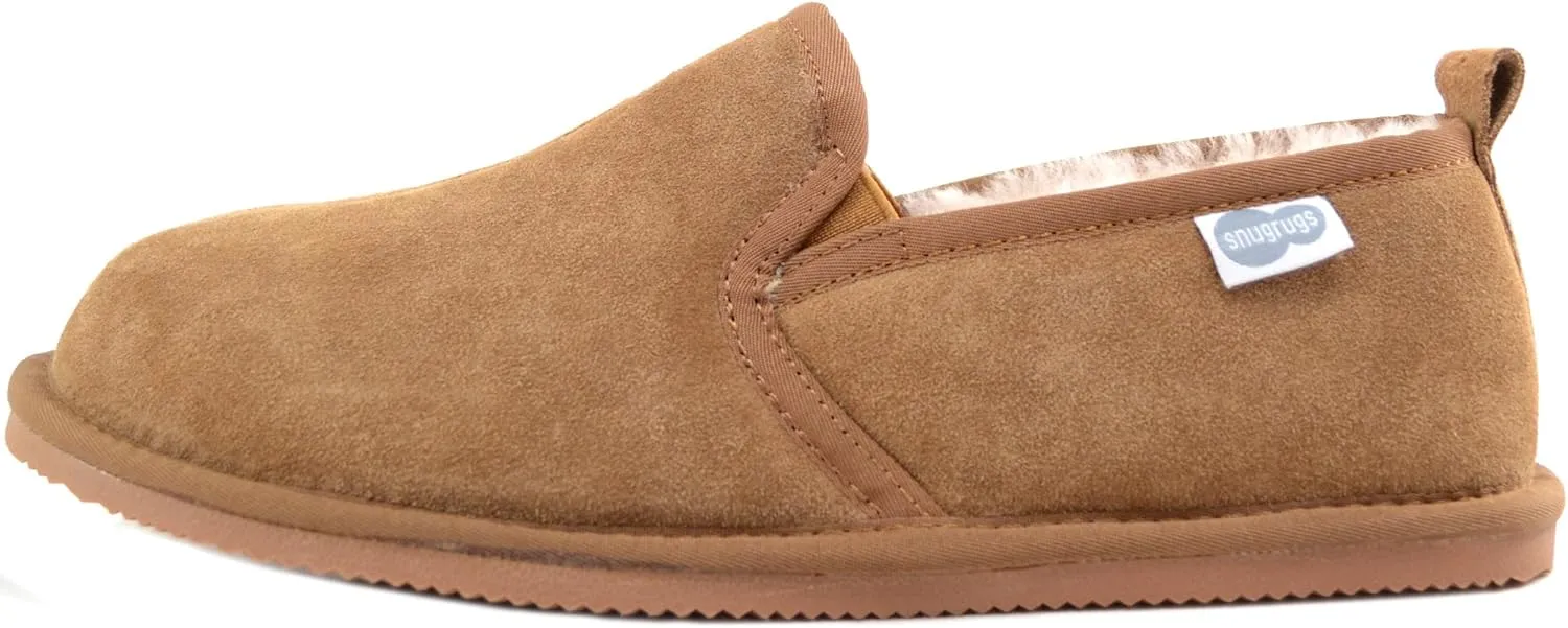 SNUGRUGS Mens Luxury Sheepskin Slipper with Light Weight Flexible Sole