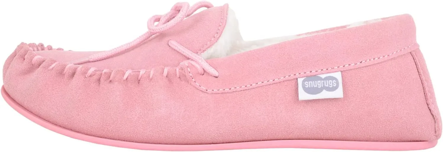 SNUGRUGS Womens Luxury Lambswool Suede Moccasin/Slipper with Rubber Sole