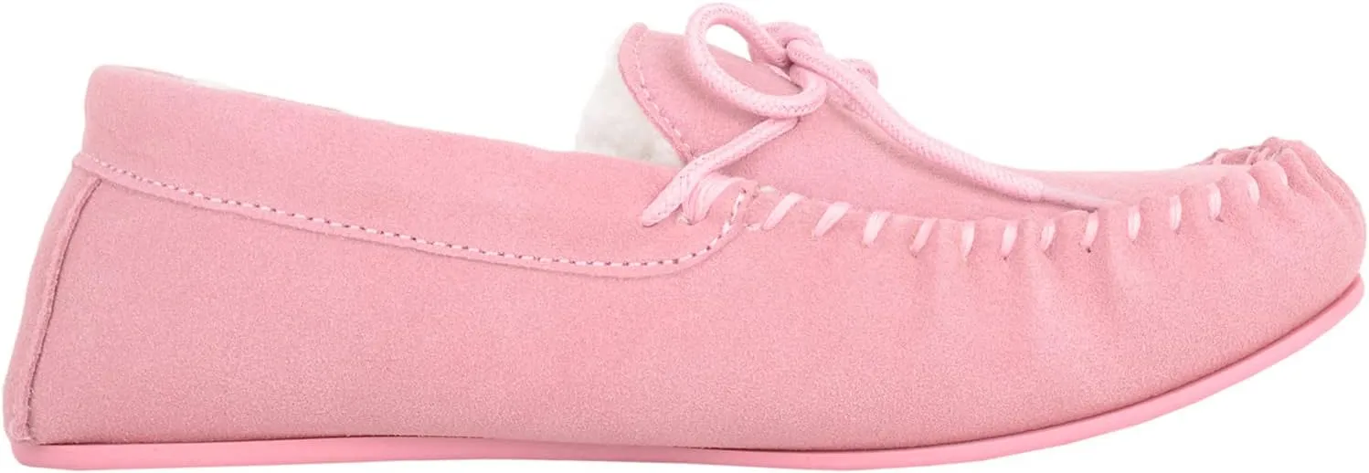 SNUGRUGS Womens Luxury Lambswool Suede Moccasin/Slipper with Rubber Sole