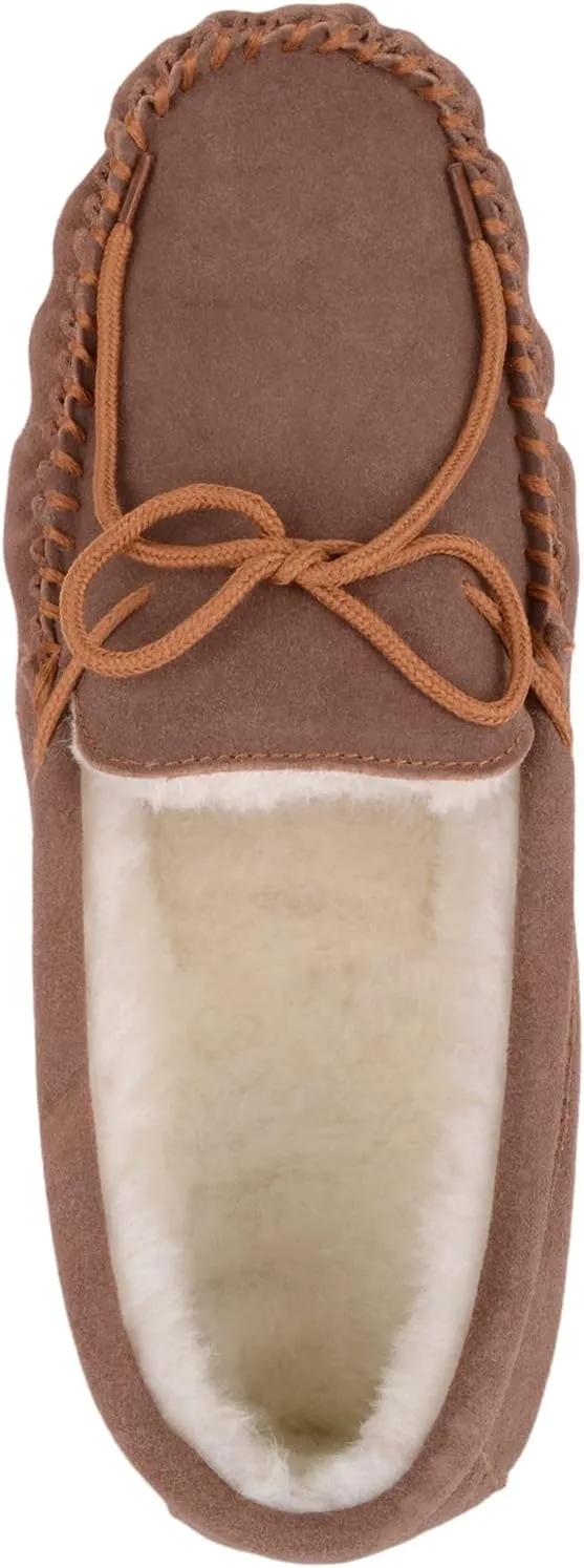 SNUGRUGS Womens Luxury Lambswool Suede Moccasin/Slipper with Rubber Sole