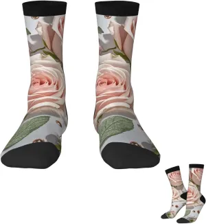 Socks for Women Men Breathable Moisture Wicking Boot Socks Blush Pink Rose Gold Warm Calf Socks