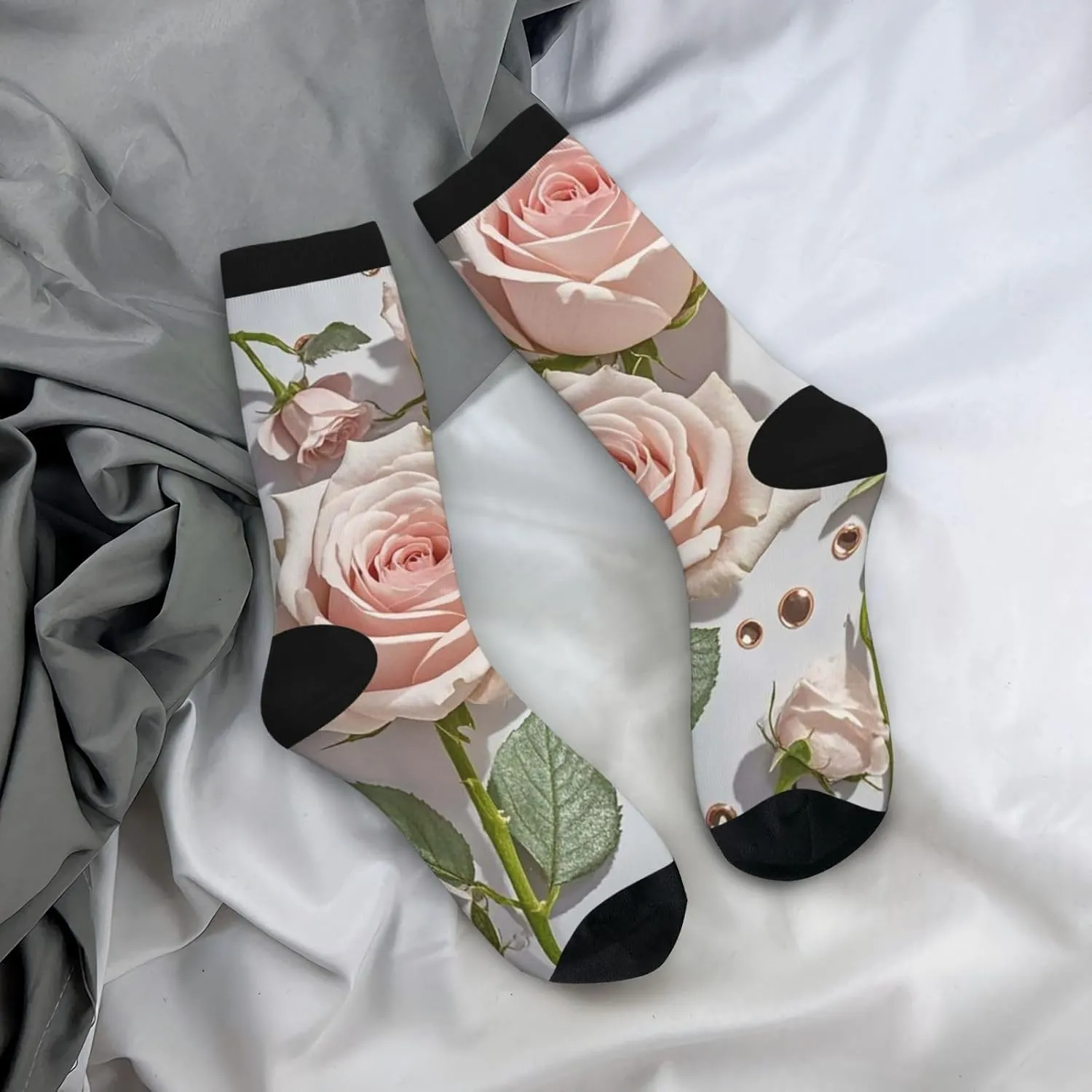 Socks for Women Men Breathable Moisture Wicking Boot Socks Blush Pink Rose Gold Warm Calf Socks
