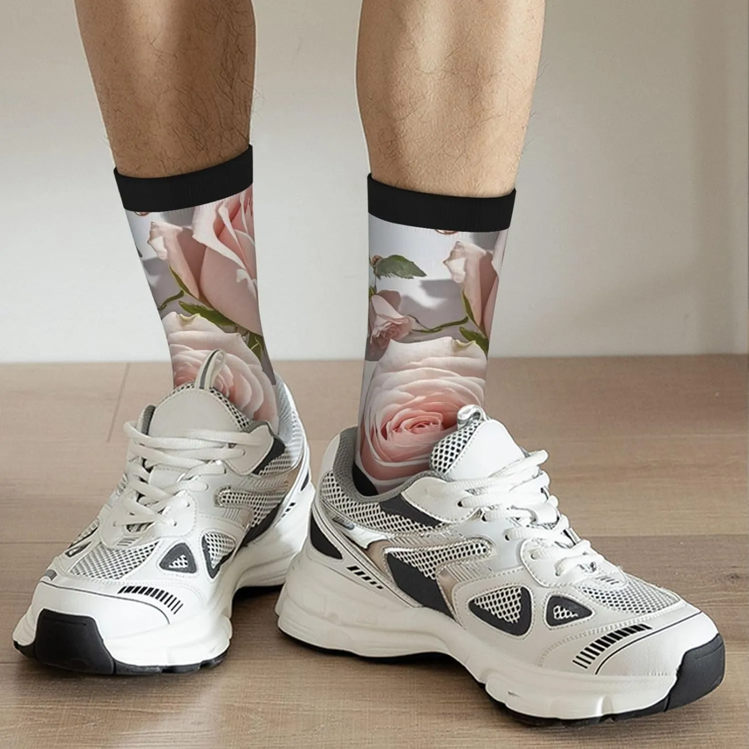 Socks for Women Men Breathable Moisture Wicking Boot Socks Blush Pink Rose Gold Warm Calf Socks