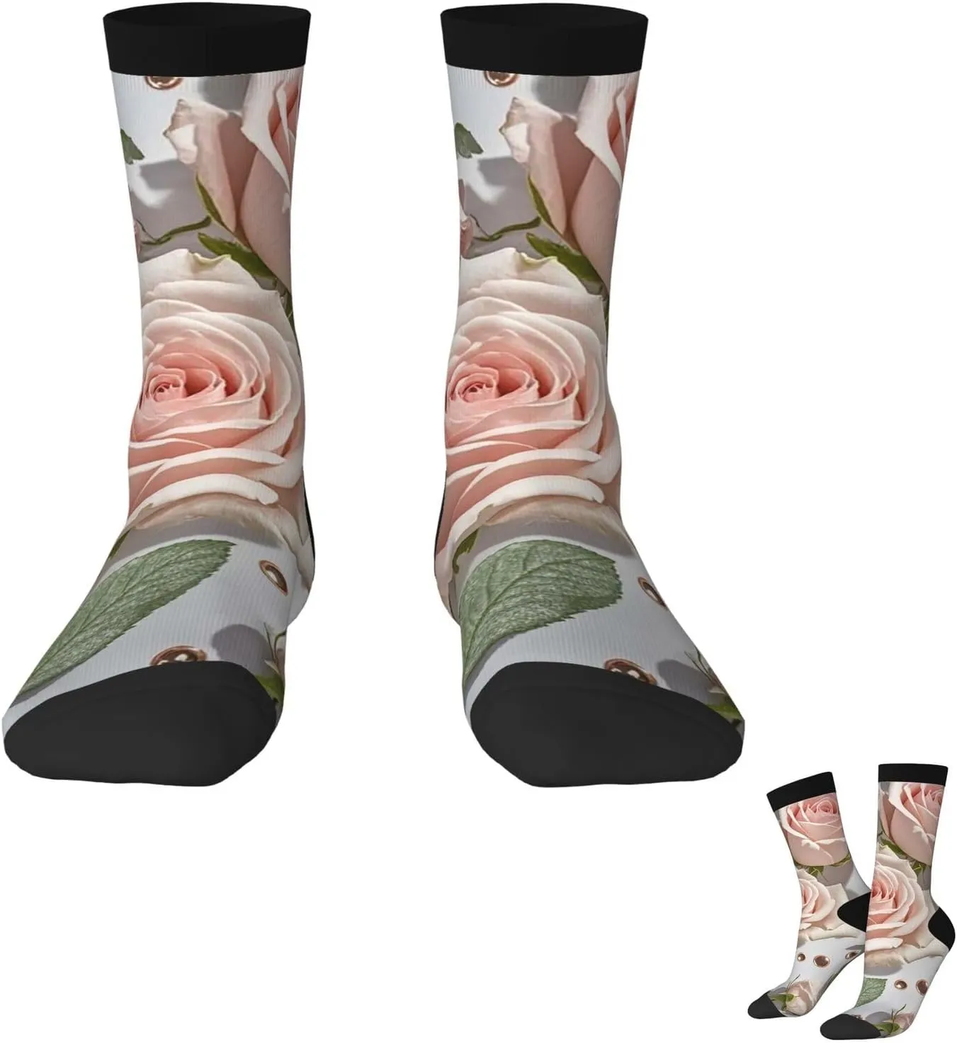 Socks for Women Men Breathable Moisture Wicking Boot Socks Blush Pink Rose Gold Warm Calf Socks