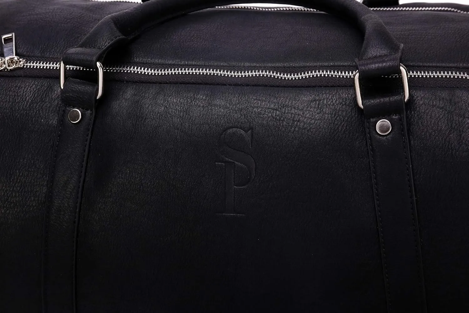 Sole Premise Leather Duffle Bag for Multi-functional Travel Carry-on with Shoe Compartments for Men & Women (Black)