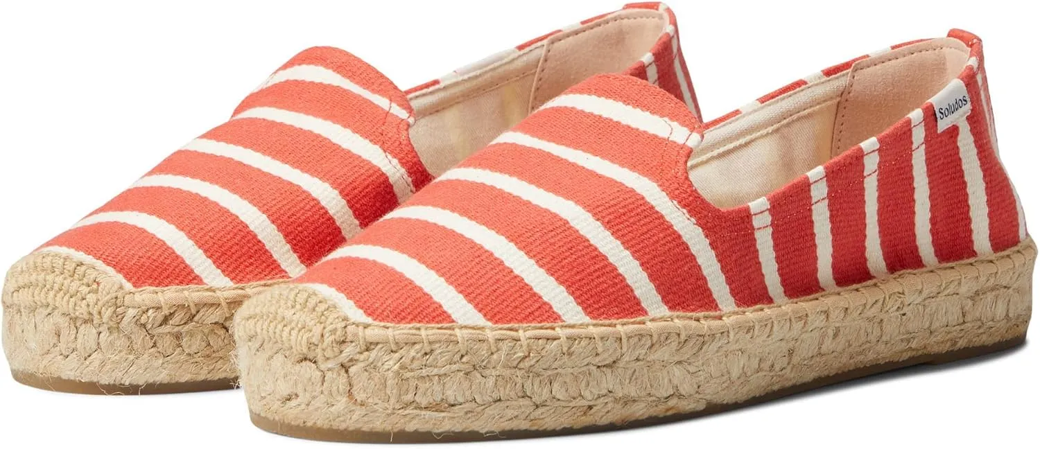 Soludos Platform Smoking Slipper Coral Stripe 7.5 B (M)