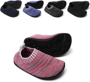 Sosenfer Toddler Slipper Socks for Girls Boys with Rubber Sole Non-Slip Knit Lightweight House Slippers for Kids-FENSE-10 Pink