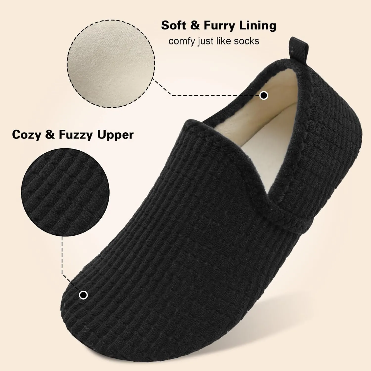 Spesoul Slippers for Women Men Furry Indoor House Shoes Soft Rubber Sole Slipper Socks Slip On House Slippers for Bedroom Home Office Travel Yoga