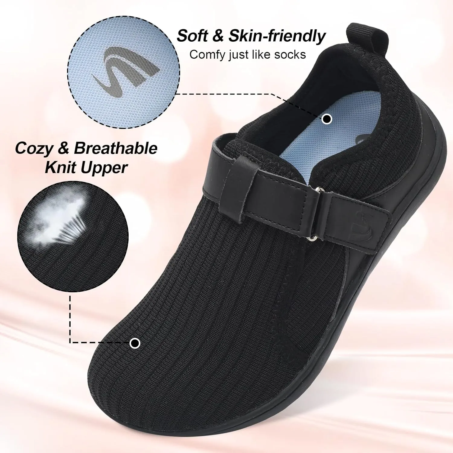 Spesoul Wide Womens Walking Shoes Adjustable Diabetic Shoes Breathable Zero Drop Barefoot Shoe Neuropathy Edema Nursing Shoe Wide Width Sneakers