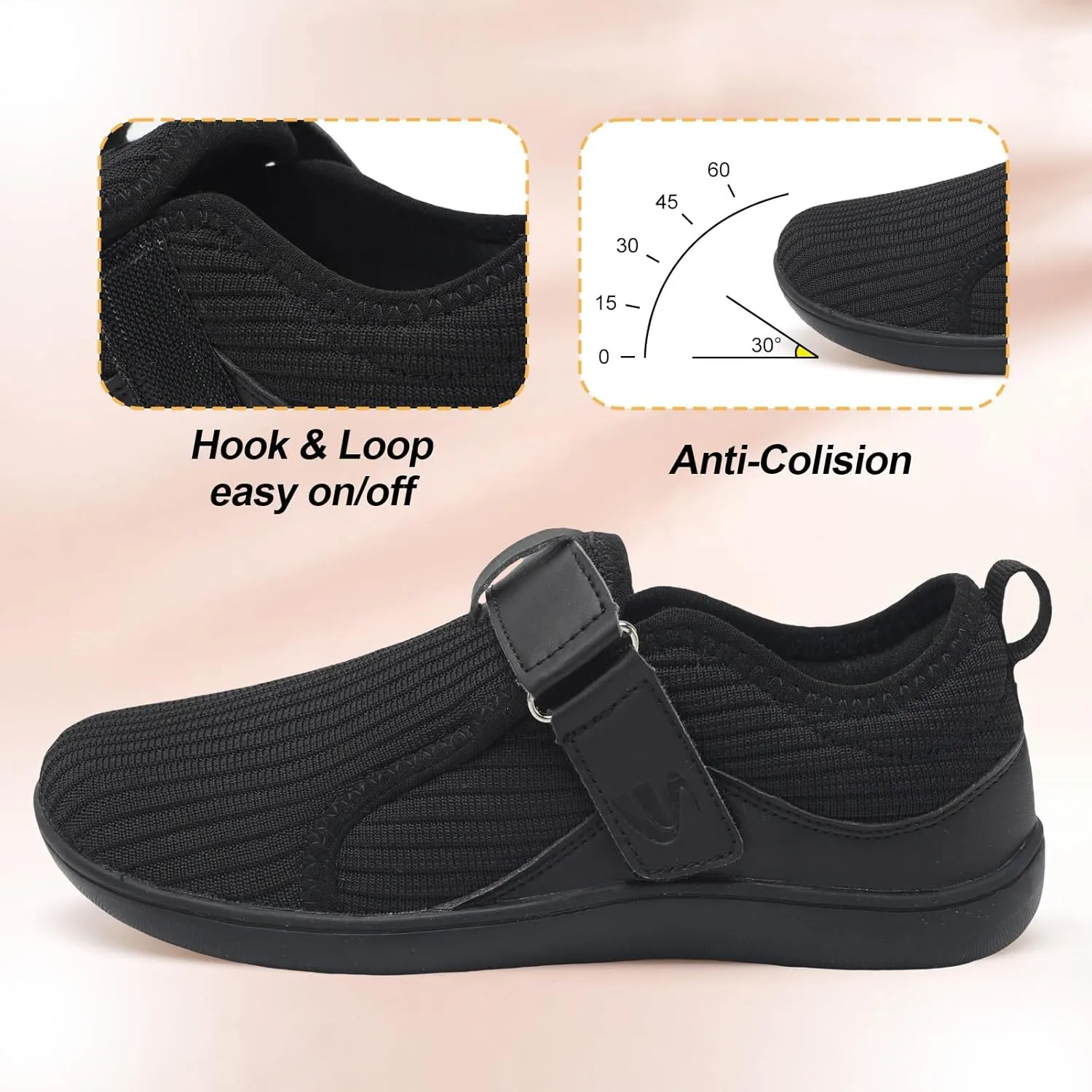 Spesoul Wide Womens Walking Shoes Adjustable Diabetic Shoes Breathable Zero Drop Barefoot Shoe Neuropathy Edema Nursing Shoe Wide Width Sneakers
