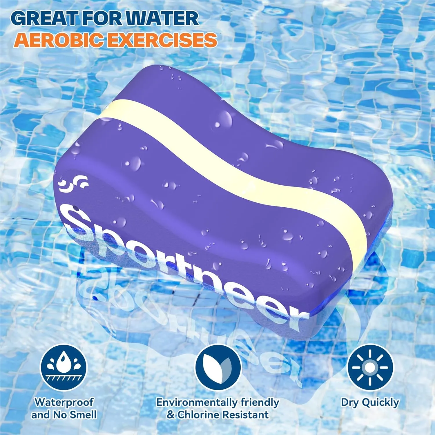 Sportneer Pull Buoy Swim Training Equipment Pull Float Foam Leg Float with Portable Rope Swimming Pool Swim Kickboard for Leg Hip Support Adults and Beginners Water Aerobics Exercise Set