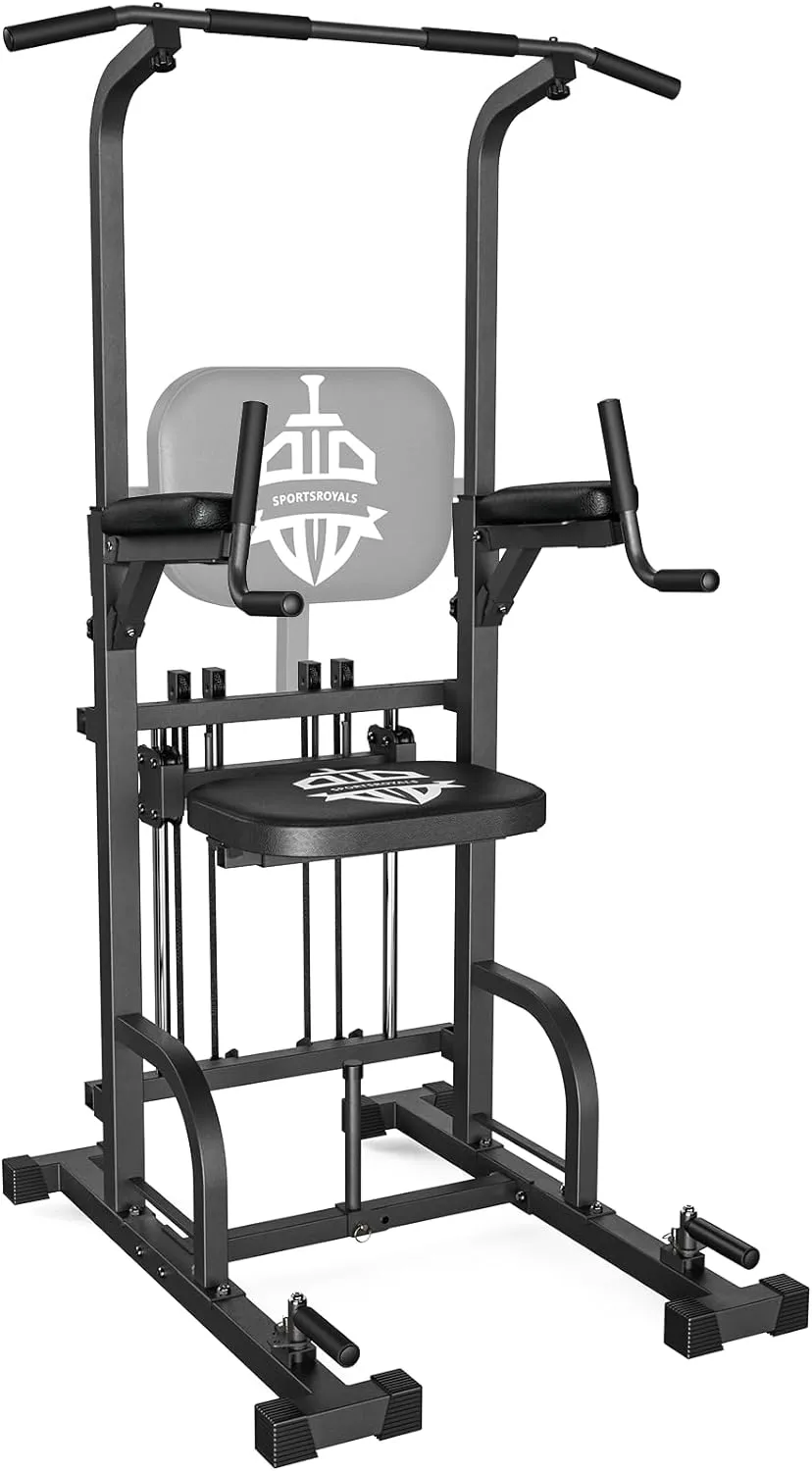Sportsroyals Power Tower Pull Up Dip Station Assistive Trainer Multi-Function Home Gym Strength Training Fitness Equipment 440LBS
