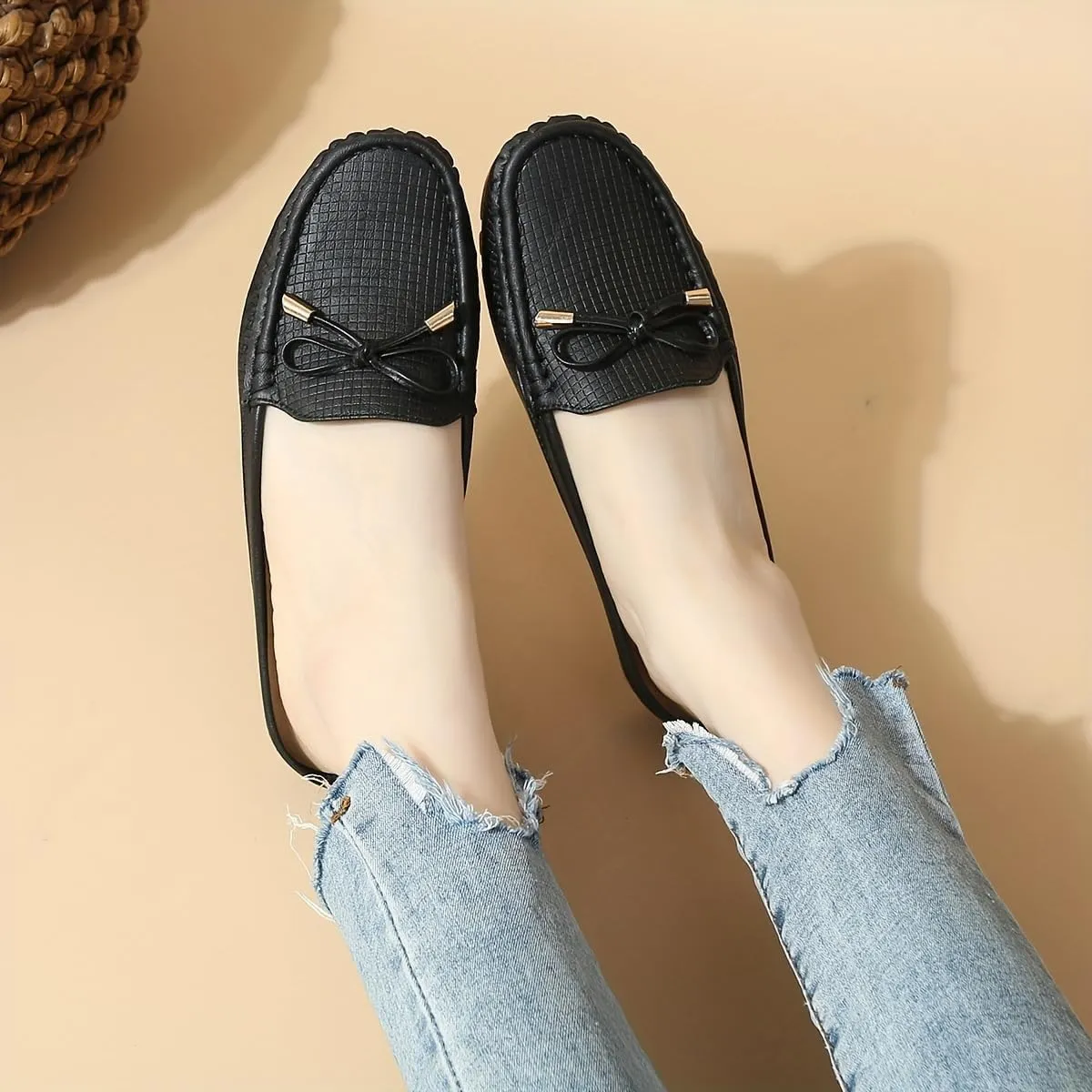 Spring And Summer Headless Half-Slippers, Cool Slippers, Ladies' Hand-sewn Bow, Lazy Slip-on Slippers,