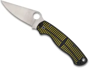 Spyderco Para Military 2 Salt CPM MagnaCut Knife Steel with Alternating Yellow and Black G-10 Handle - Everyday Carry - PlainEdge - C81GBKYLMCP2