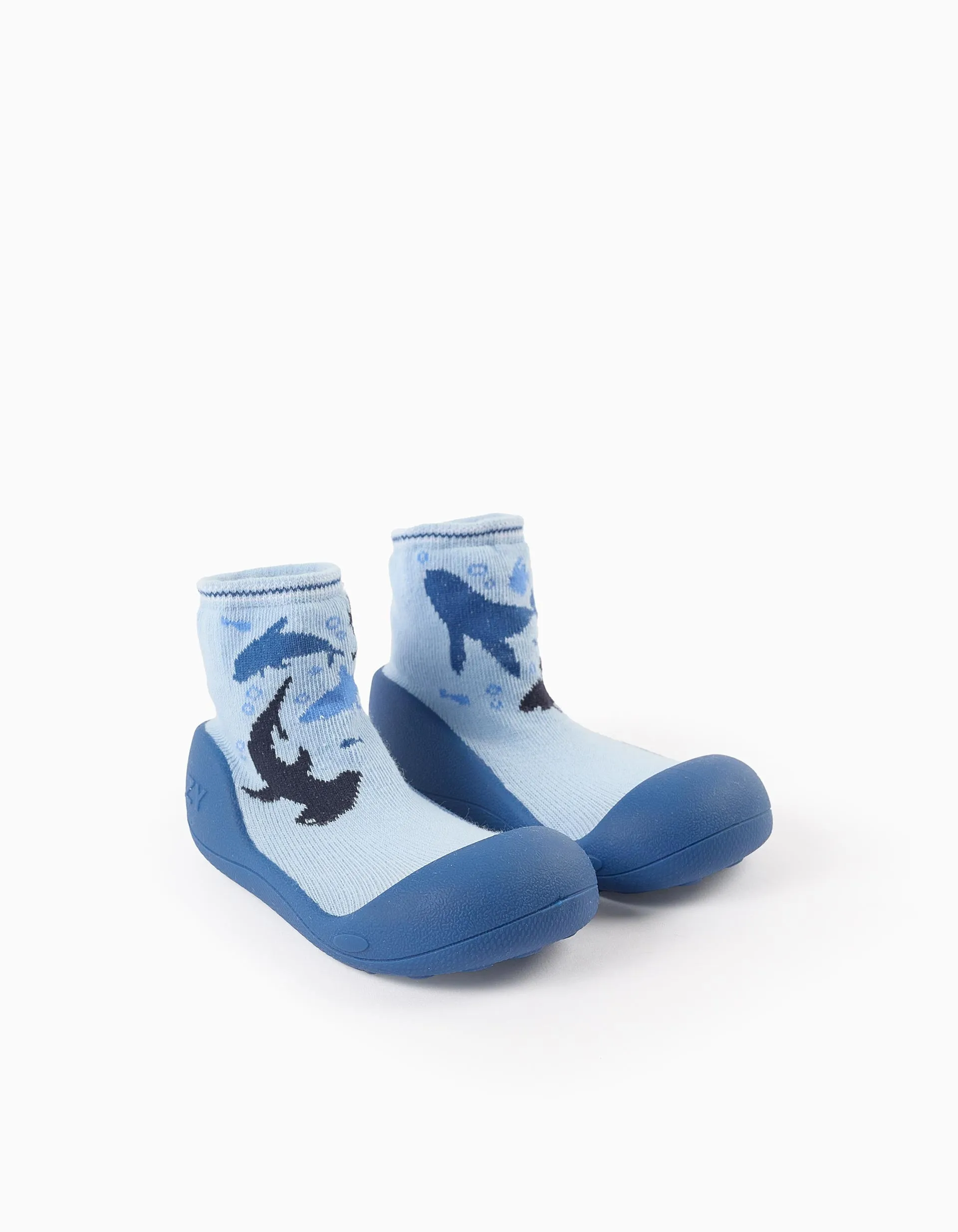 Steppies High Socks-Slippers for Baby Boys 'Sharks', Blue
