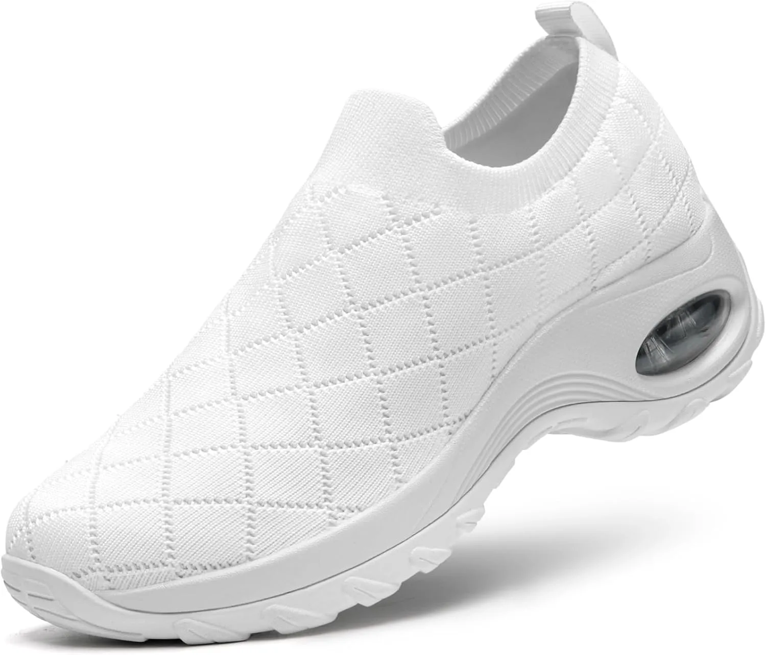 STQ Womens Walking Shoes with Arch Support Non Slip Work Shoes Quilted Slip on Sock Sneakers