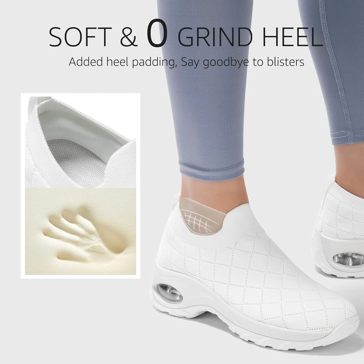 STQ Womens Walking Shoes with Arch Support Non Slip Work Shoes Quilted Slip on Sock Sneakers