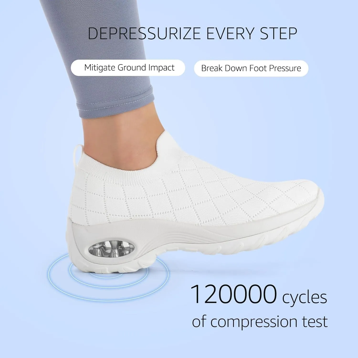 STQ Womens Walking Shoes with Arch Support Non Slip Work Shoes Quilted Slip on Sock Sneakers