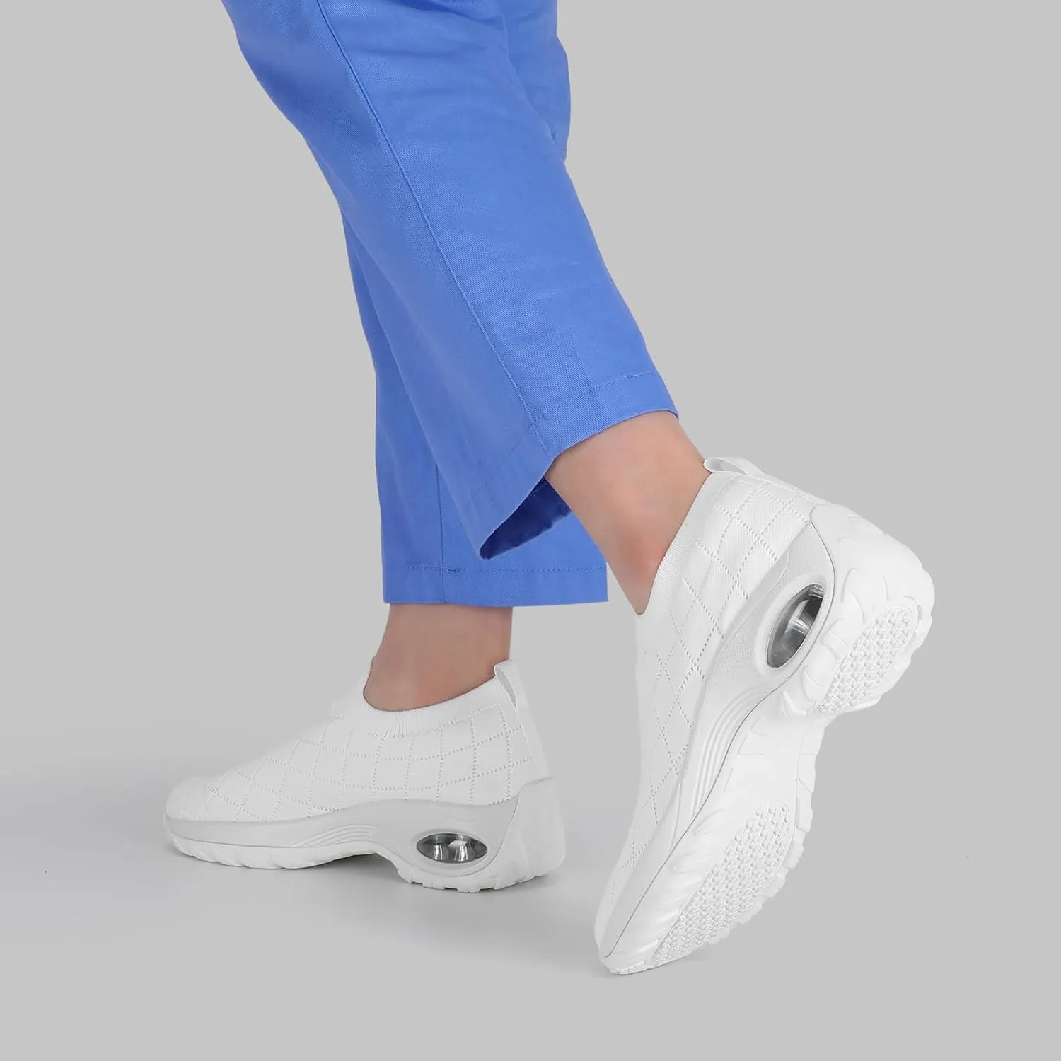 STQ Womens Walking Shoes with Arch Support Non Slip Work Shoes Quilted Slip on Sock Sneakers