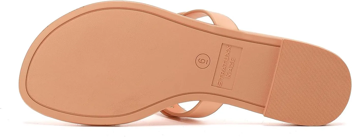 Stratuxx Kaze Flip Flops for Women with Memory Foam, Women's Flat Sandals Dressy Slide Sandals Comfortable Slippers for Women