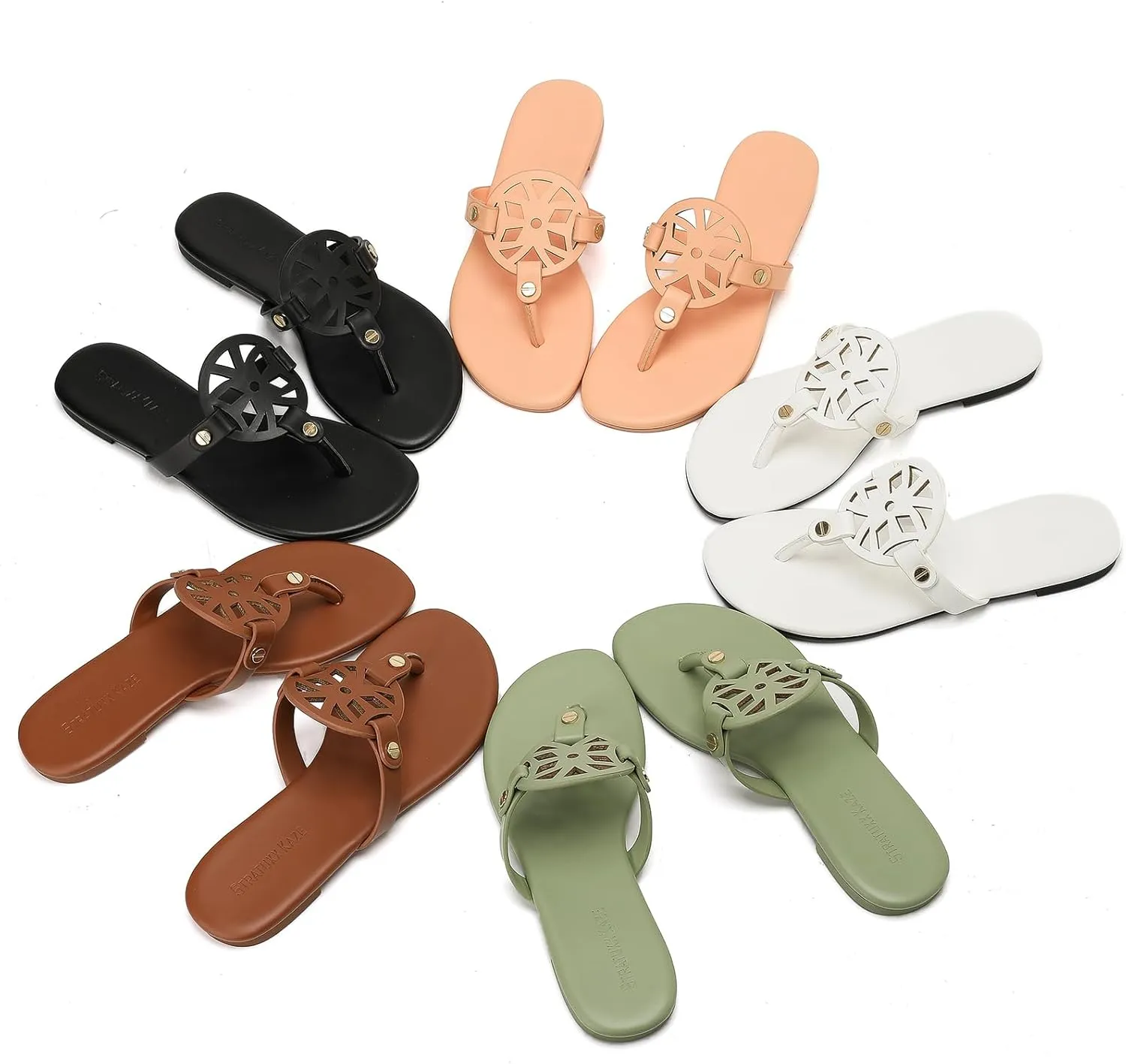 Stratuxx Kaze Flip Flops for Women with Memory Foam, Women's Flat Sandals Dressy Slide Sandals Comfortable Slippers for Women
