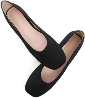 Stunner Women's Comfortable Slip On Ballet Shoes Square Toe Dress Flats Soft Walking Flats