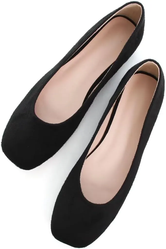 Stunner Women's Comfortable Slip On Ballet Shoes Square Toe Dress Flats Soft Walking Flats