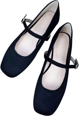 Stunner Womens Mary Jane Flats Round Toe Ballet Flats Stylish Leather Flats One Line Strap Slip On Flat Shoes