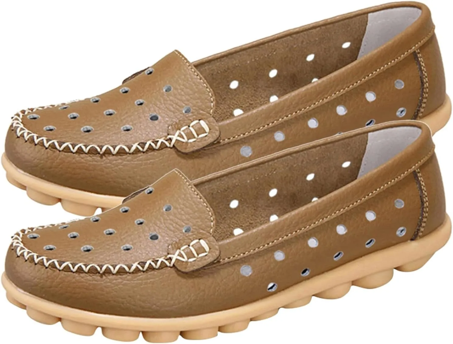 Summer Sandals For Women Leather Flat Sandal Hollow Breathable Flats Shoes Loafers Casual Footwear For Daily Work