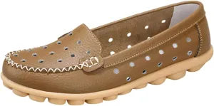 Summer Sandals For Women Leather Flat Sandal Hollow Breathable Flats Shoes Loafers Casual Footwear For Daily Work