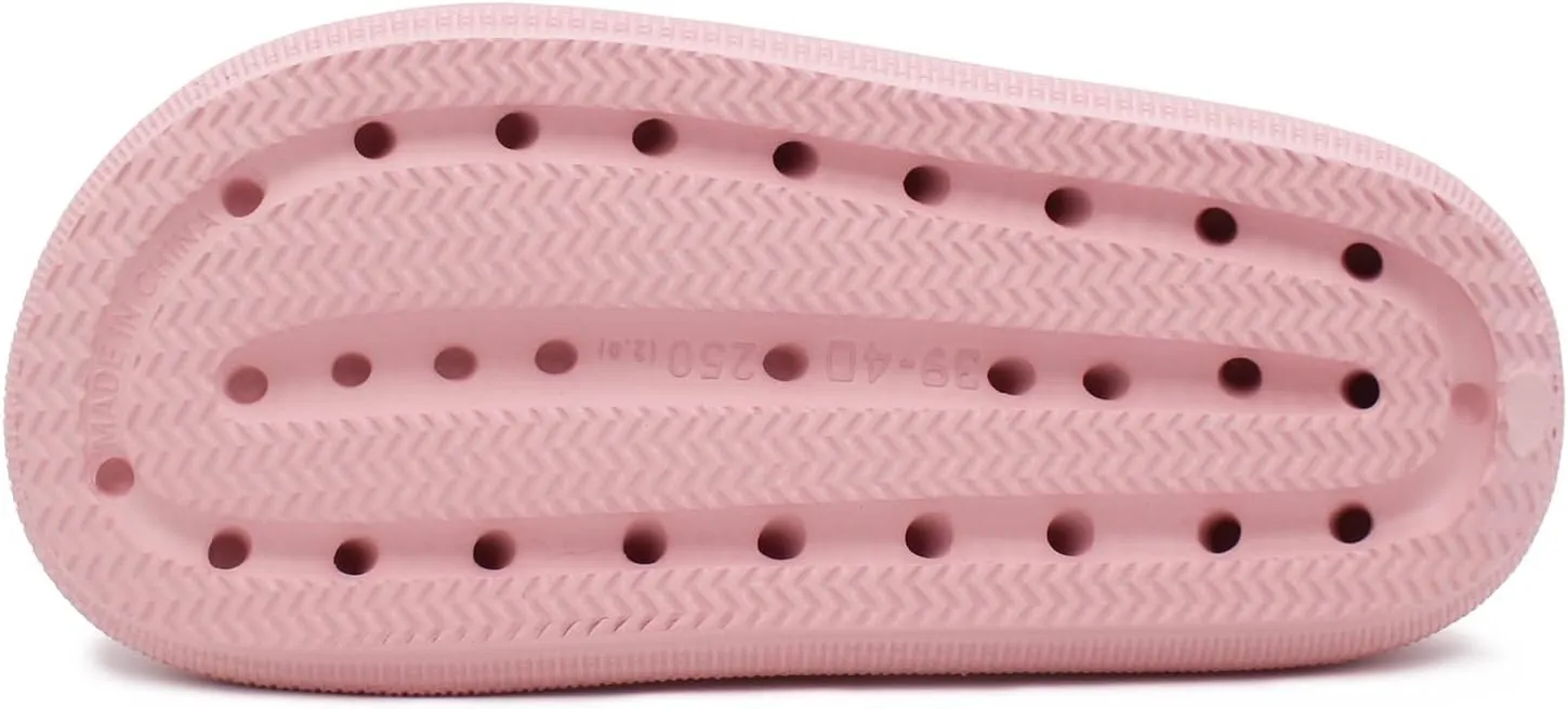 SUSHAN Women Pillow Sandals with Soft Thick Sole Cloud Slides Bathroom Non-Slip Shower Shoes House Slippers