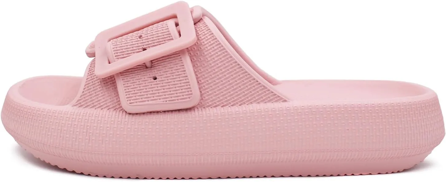 SUSHAN Women Pillow Sandals with Soft Thick Sole Cloud Slides Bathroom Non-Slip Shower Shoes House Slippers