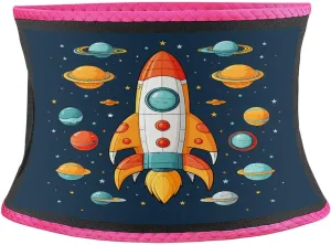 Sweat Waist Trainer Belt, Rocket Clipart Space Ship Print Adjustable & Breathable Ab Belt for Men & Women Ideal for Gym, Jogging, Yoga Pink