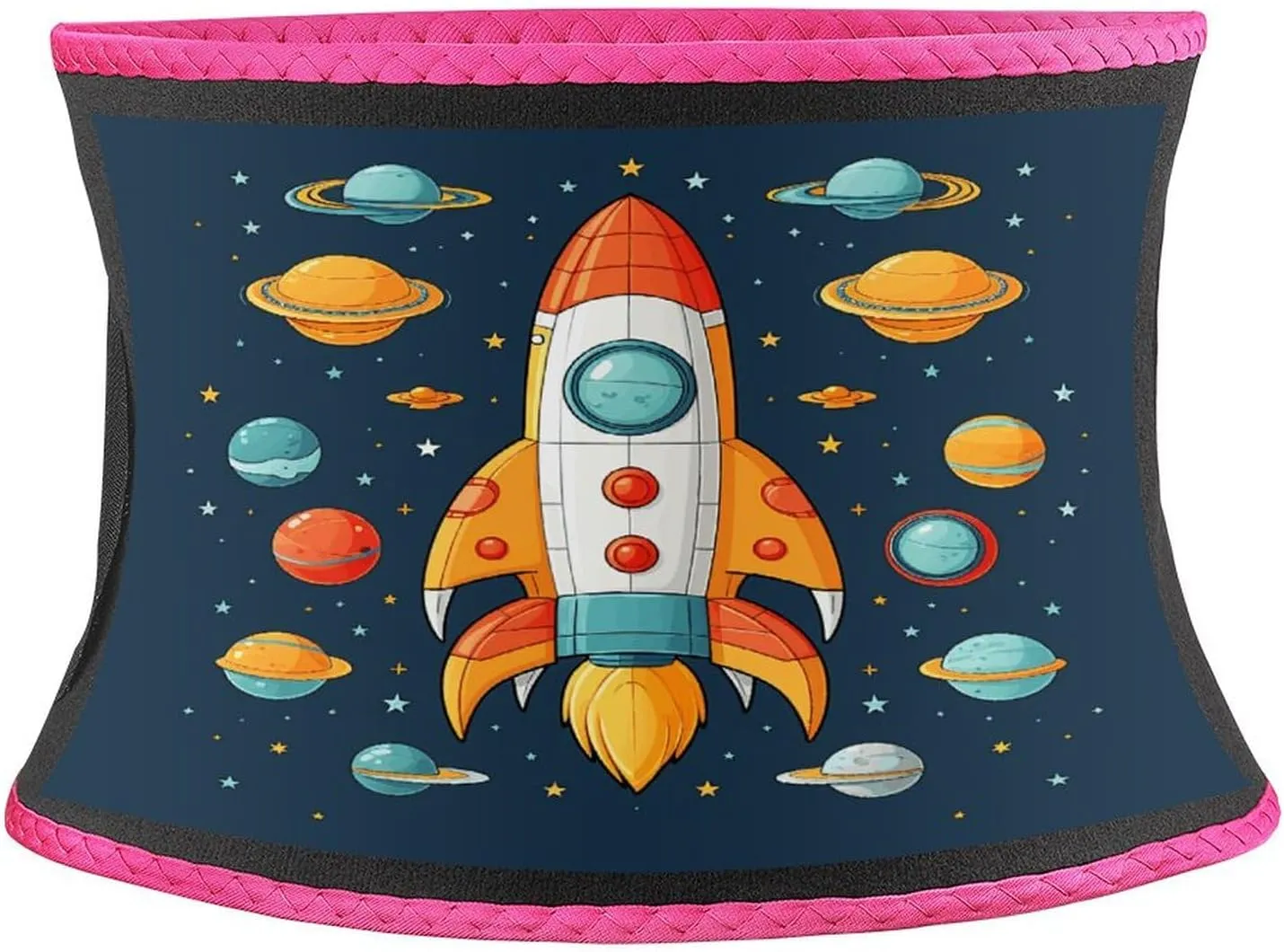 Sweat Waist Trainer Belt, Rocket Clipart Space Ship Print Adjustable & Breathable Ab Belt for Men & Women Ideal for Gym, Jogging, Yoga Pink