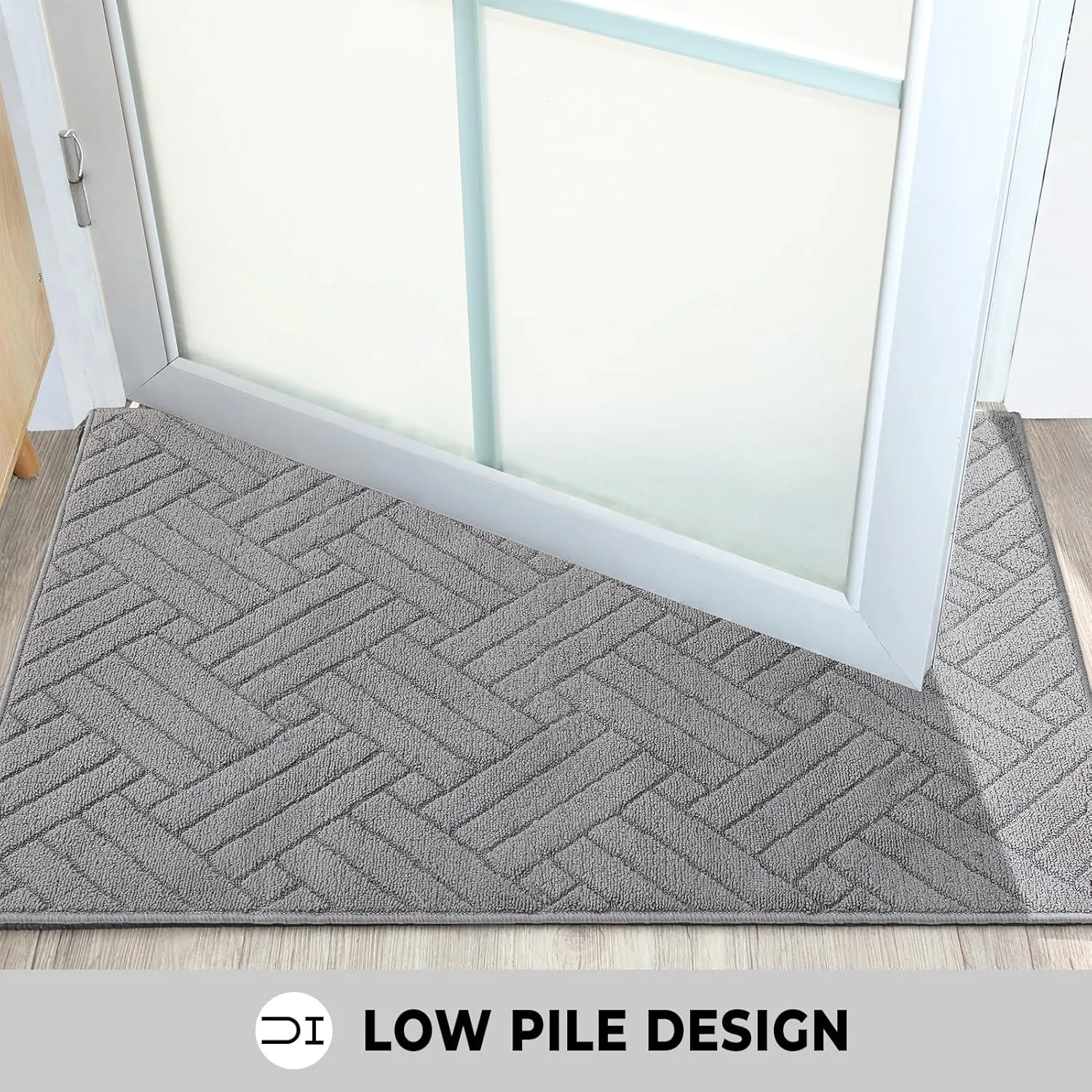 Syalife Door Mat Indoor Doormat, Non-Slip Resist Dirt Entryway Rug Entrance Mat, Dog Door Mat, Super Absorbent Welcome mat for Muddy Wet Shoes and Paws, 36"x59", Grey 02