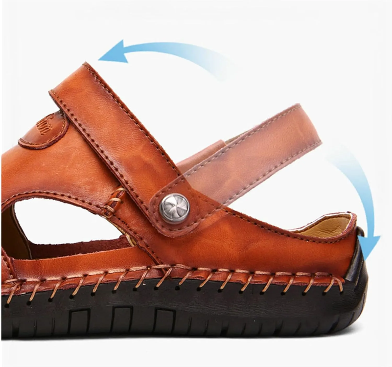 SywzX&xfybz Mens Casual Leather Sandals Summer Beach Slipper Mens Comfort Outdoor Shoes Fashion Lightweight Trail Water Sandal Adjustable