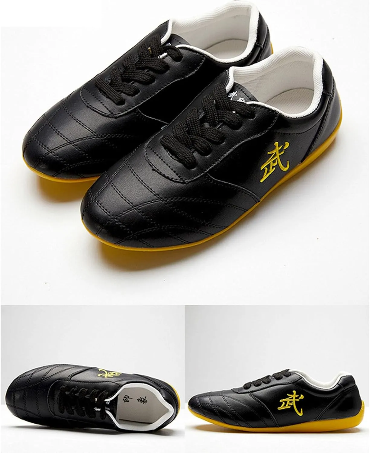 Tai Chi Kung Fu Shoes Taekwondo Trainer Shoes Leather Chinese Martial Art Shoes for Men Women Tai Chi Shoes