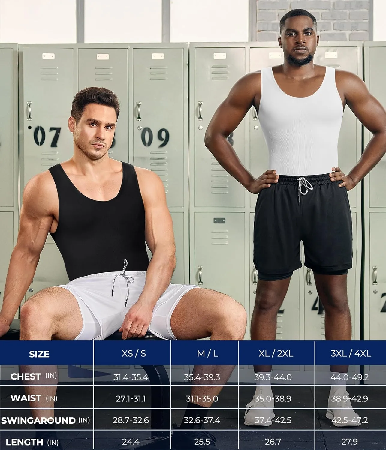 TAILONG Compression Shirts for Men Shapewear Slimming Body Shaper Waist Trainer Vest Workout Tank Tops Abdomen Undershirts