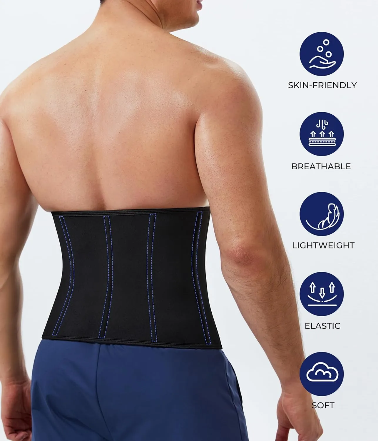 TAILONG Men Waist Trainer Belt Workout for Body Weight Loss Fitness Fat Burner Trimmer Band Back Support