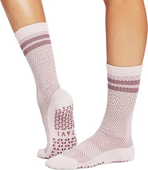 TAVI Kai Fashion Crew Grip Socks - For Slipper Barre, Pilates, and Yoga - with Grips for Women and Men