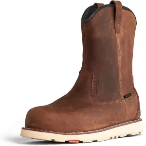 The BRUNT Bolduc (Comp Toe) - Brown - 9" Waterproof Pull-On Wellington Wedge Work Boot - EH Rated - Slip   Oil Resistant - Adjustable Width System