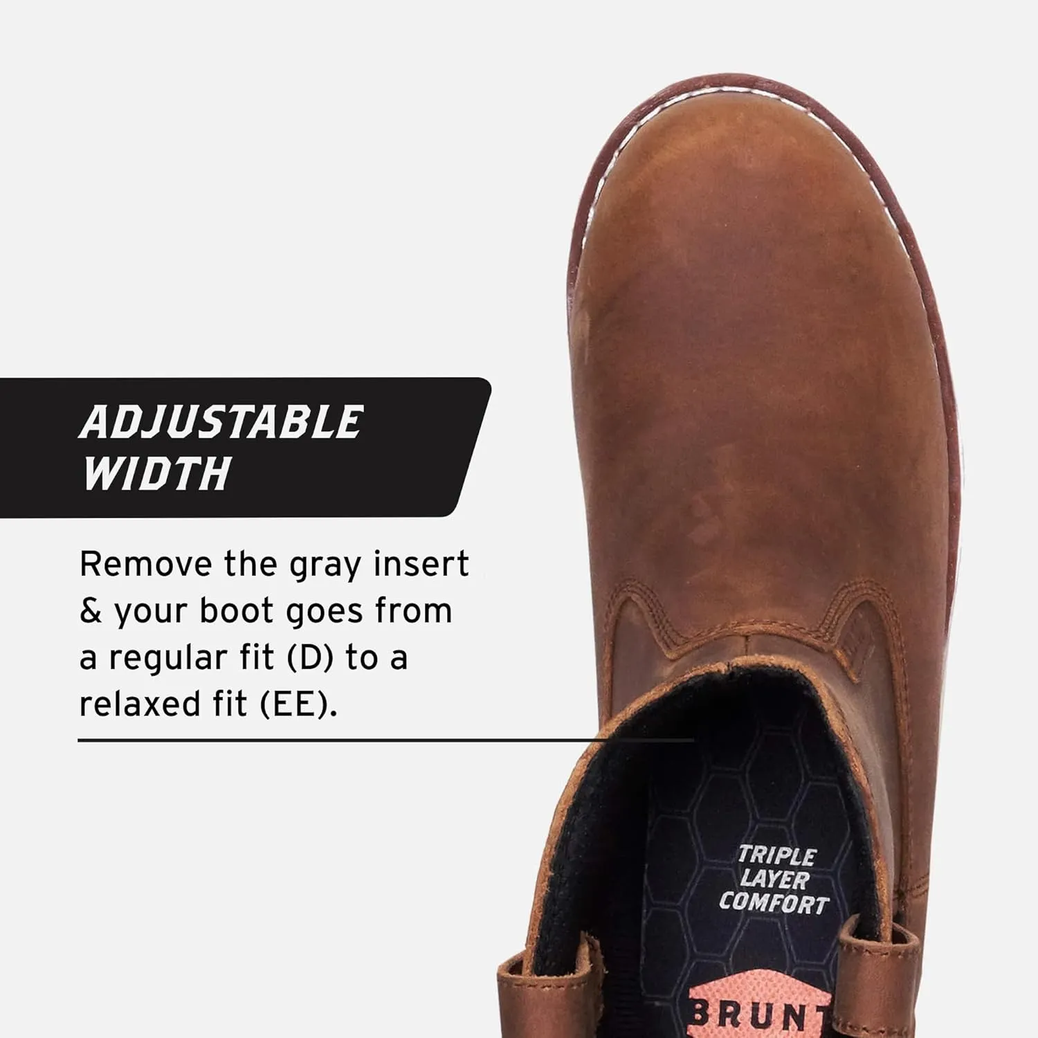 The BRUNT Bolduc (Comp Toe) - Brown - 9" Waterproof Pull-On Wellington Wedge Work Boot - EH Rated - Slip   Oil Resistant - Adjustable Width System