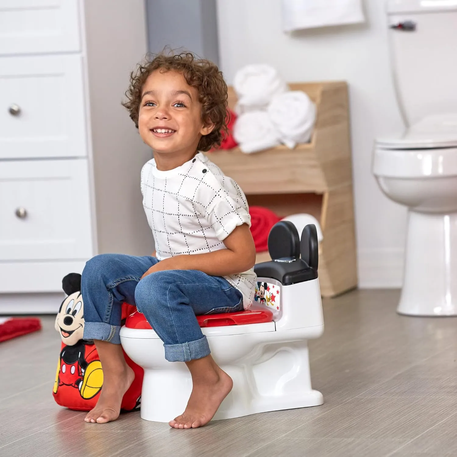 The First Years Disney Mickey Mouse Potty Training Toilet Seat - Portable 2-in-1 Attachment for Toddlers 18 Months and Up