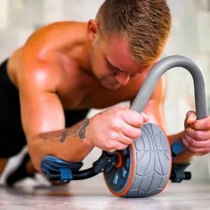 The Official CoreFlex4D Dynamic Core Trainer - Ab Roller Wheel with Elbow Support for Full Core Fitness Workout - (Free Knee Pads & Introductory Training Video Included)