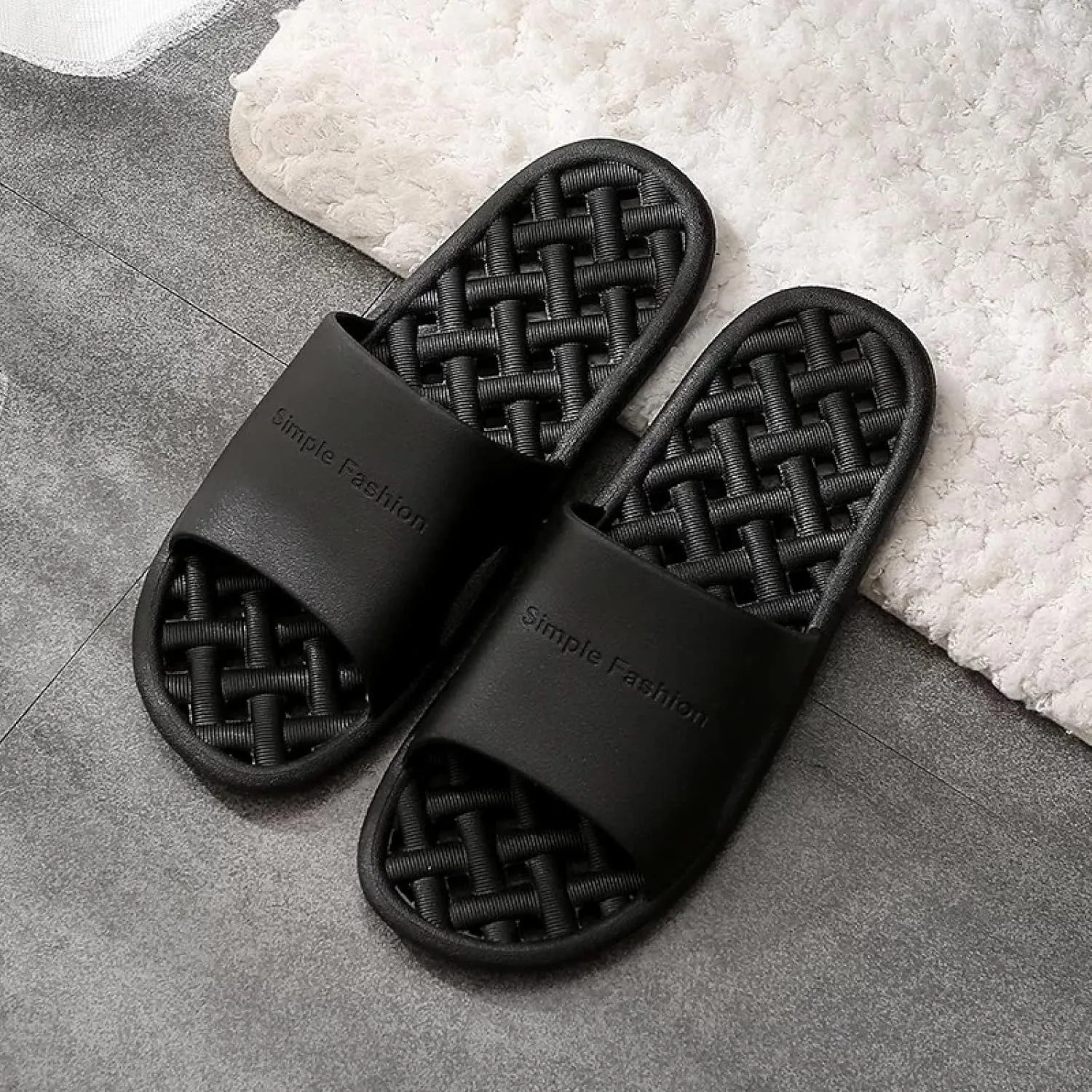 Therapeutic Massage Slippers,Acupressure Foot Massager,Bathroom Bath Slippers, Non-Slip Quick-Drying Household Shoes,Black,40-41