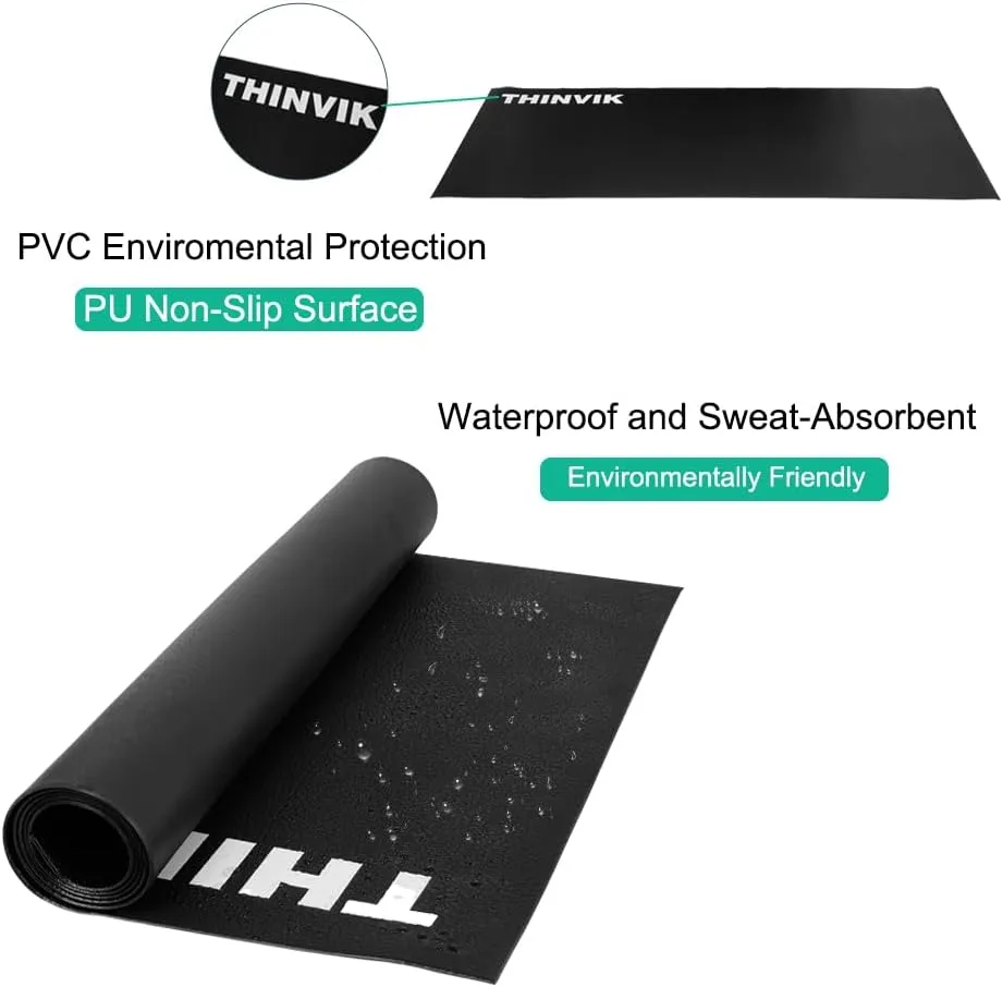 Thinvik Bike Mat for Peloton Spinning Bike & Wahoo Kickr 30×60in /30×72in Bicycle Trainer Mat for Cycleops Rowe Indoor Cycling Exercise Stationary Bike mat with Stone Texture 4mm/6mm Thickness